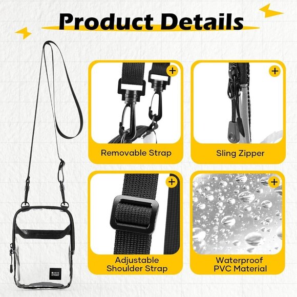 Versatile Clear Mini Crossbody Bag - Stylish Small Messenger Satchel - Picture 7 of 9